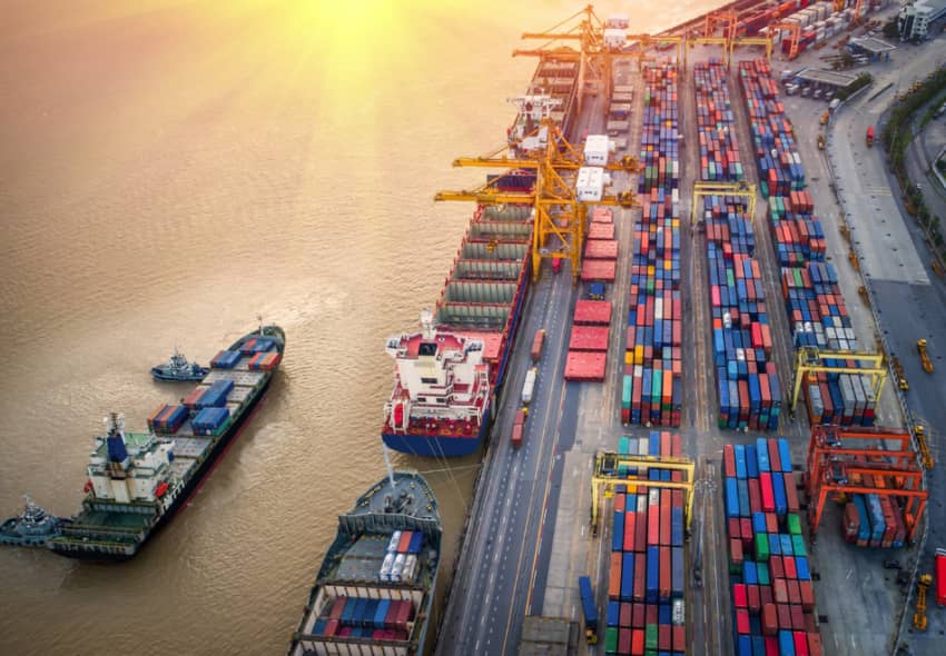 photo of a shipping port